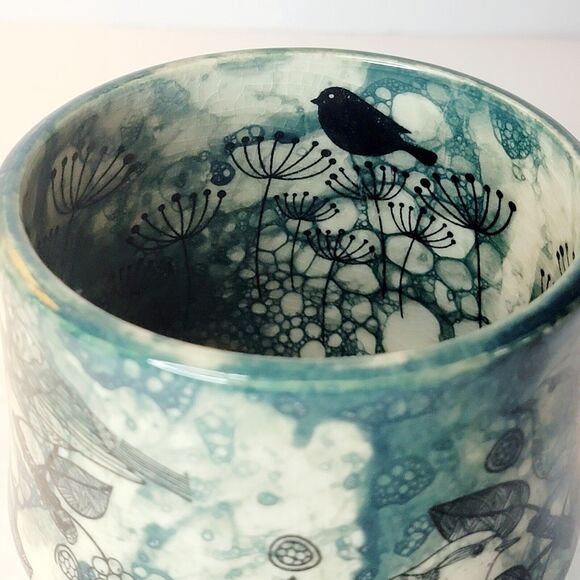 Artisan Pottery Chawan Style Cup Decorated In & Out Signed MPK - Picture 6 of 9